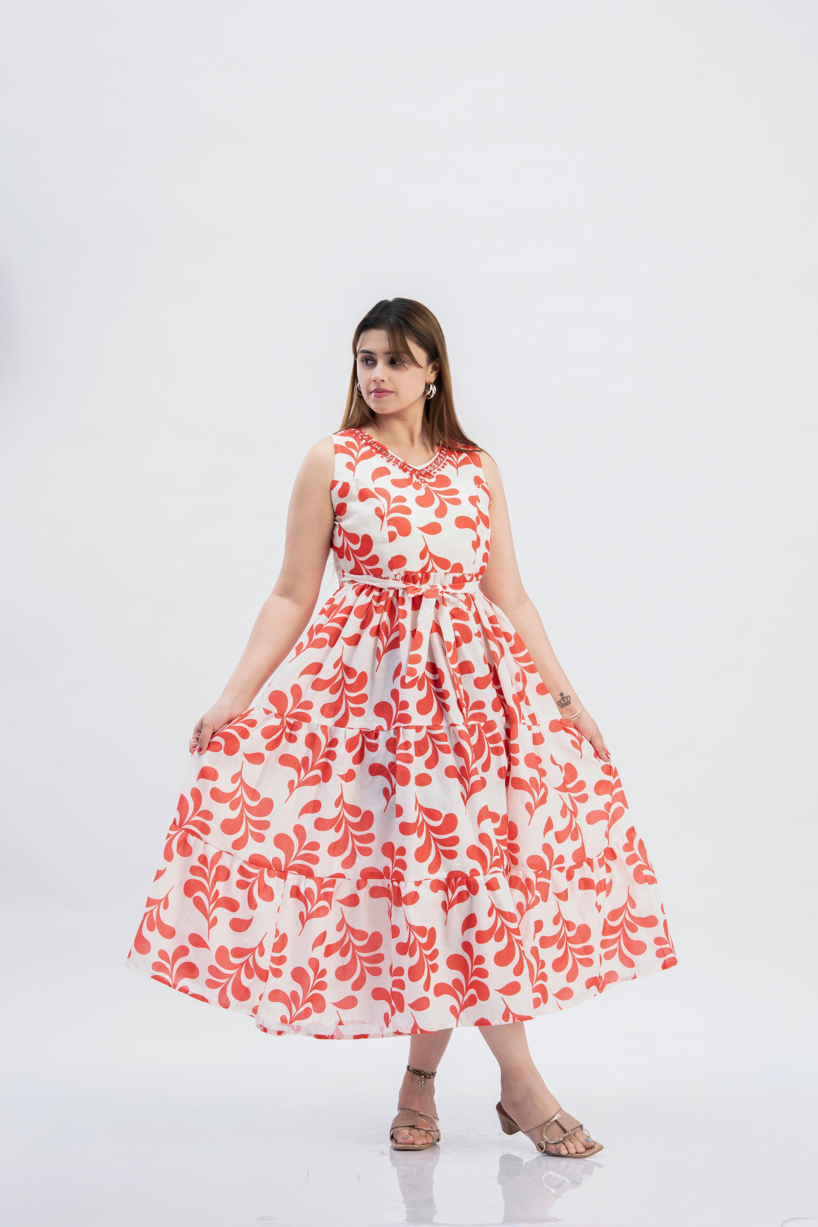 casual fit and flare dress Women's Printed Casual Fit & Flare Dress with Inner Sleeves Attached – The Select Style
