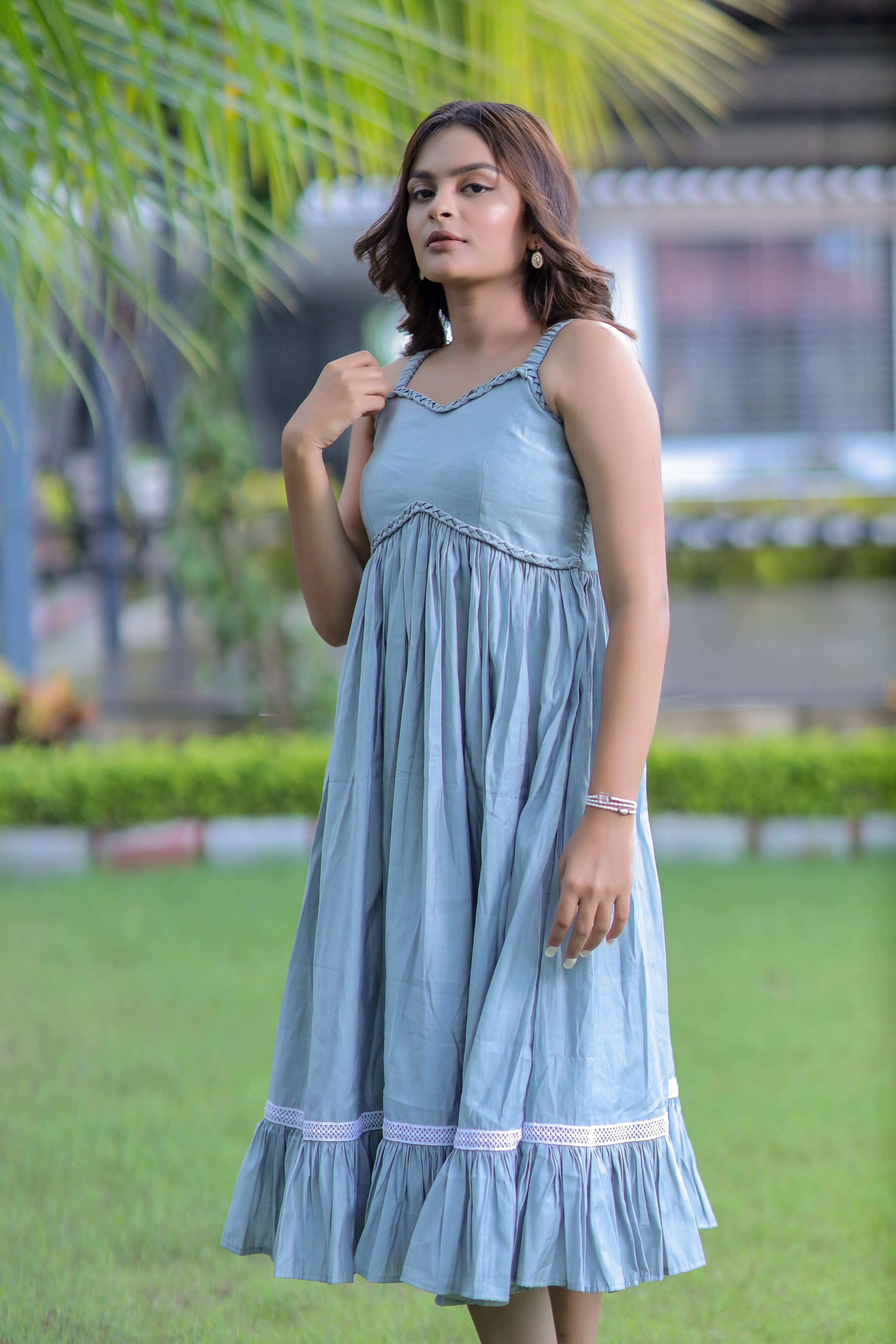 Sky Blue Spaghetti Strap Dress