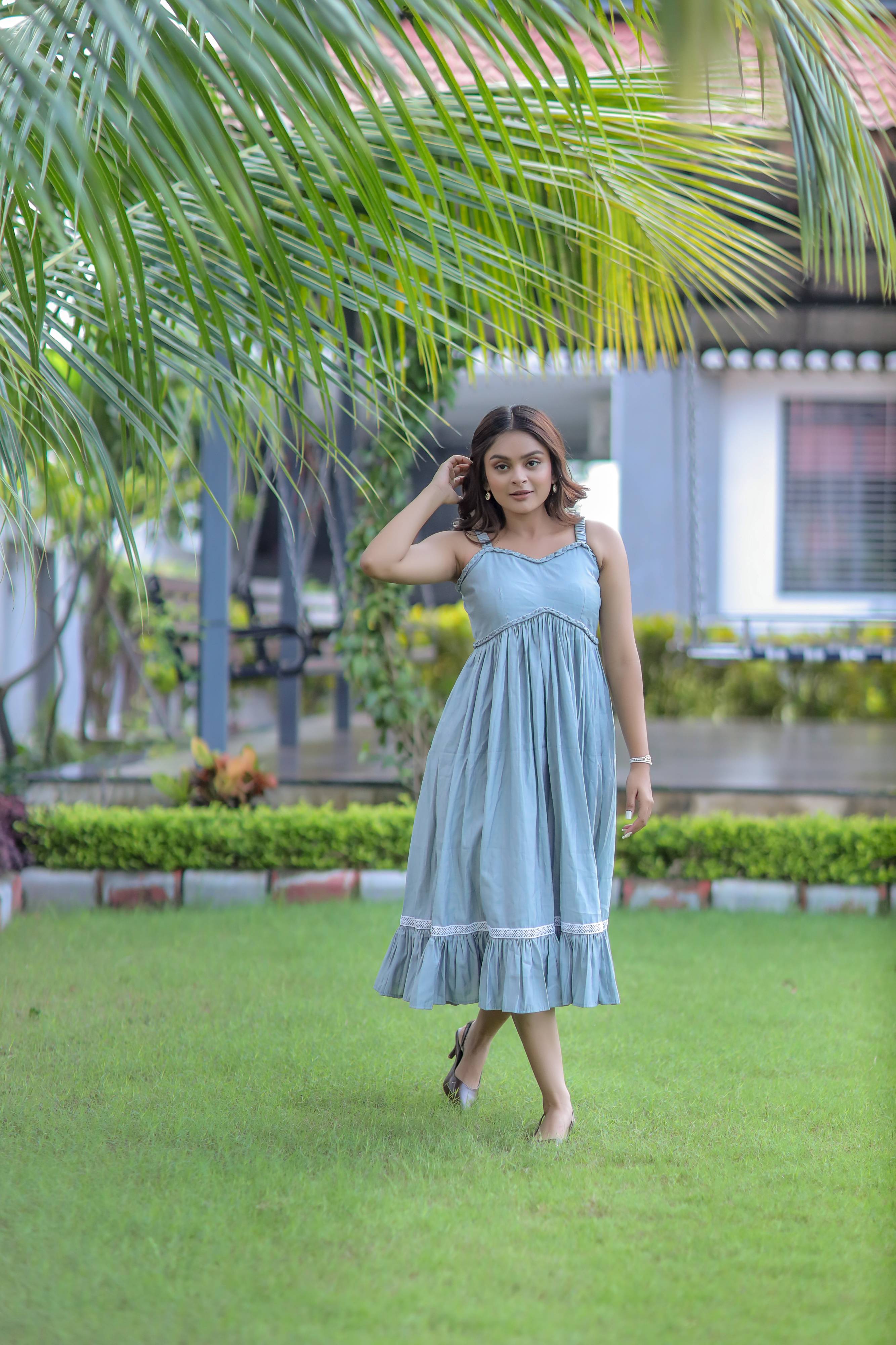 Sky Blue Spaghetti Strap Dress
