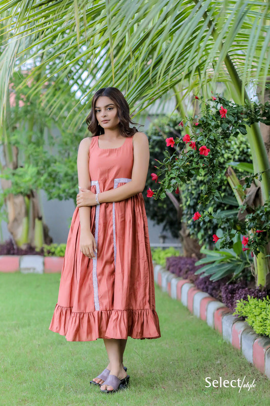 Peach Ruffle Maxi Dress