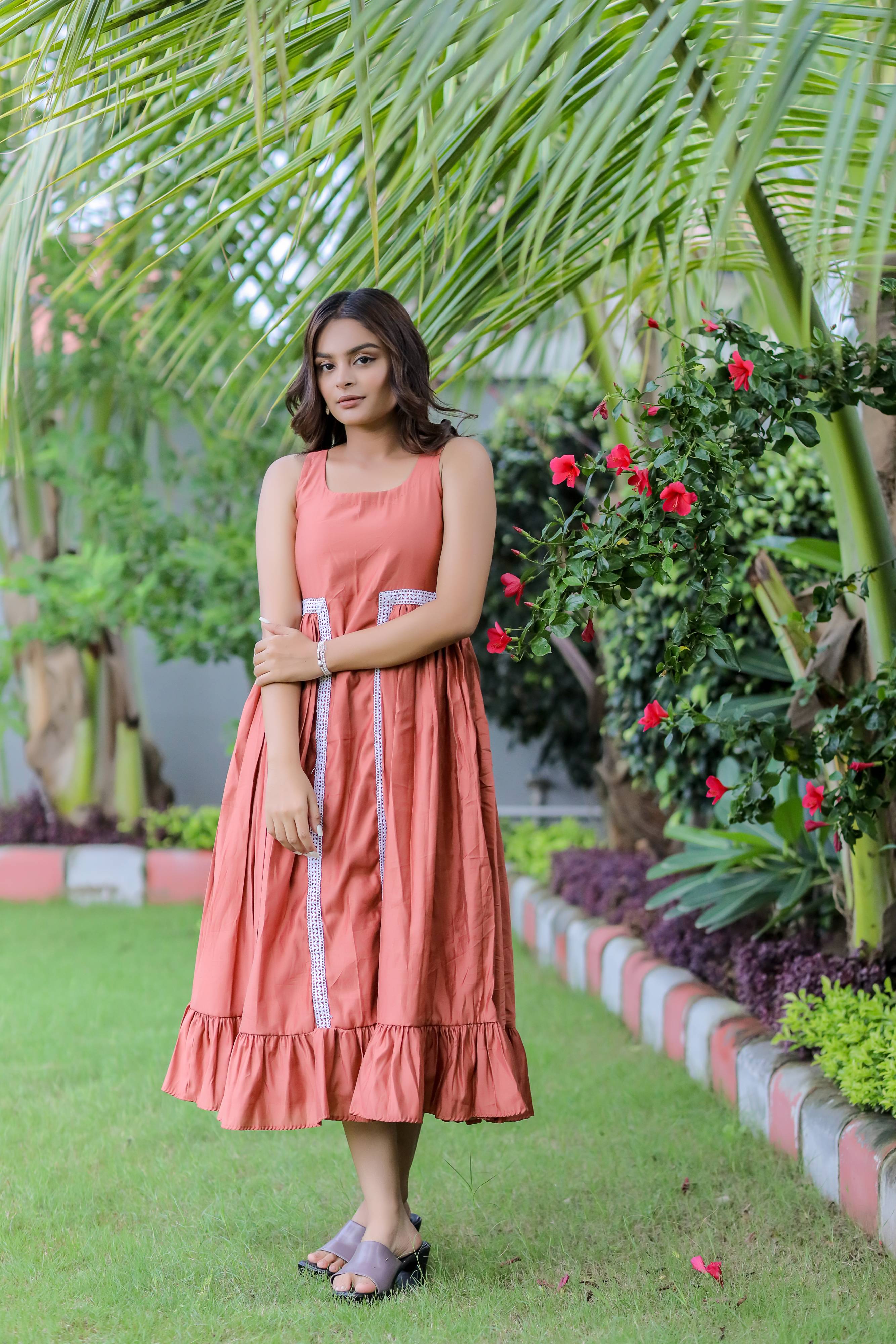 Peach Ruffle Maxi Dress