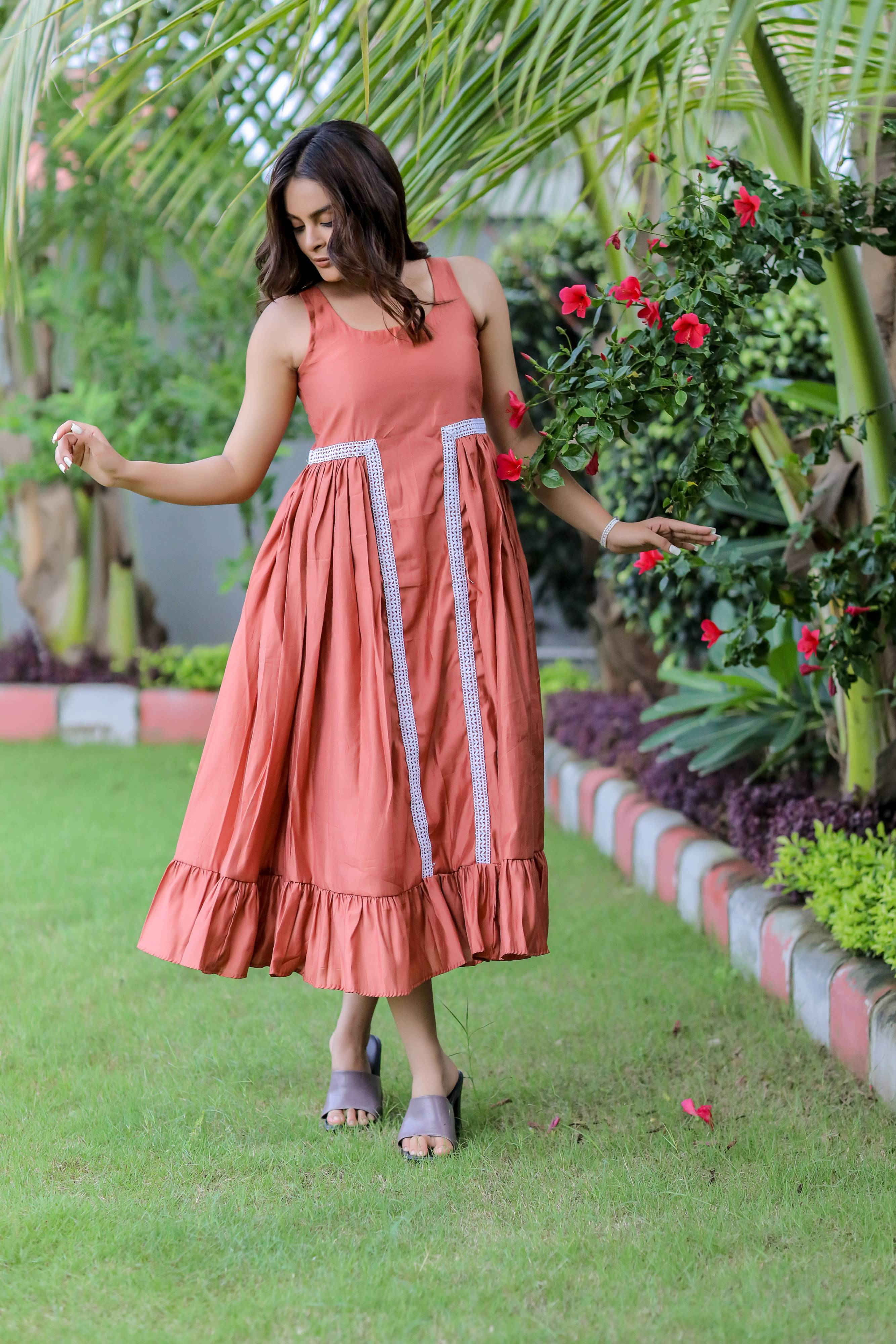 Peach Ruffle Maxi Dress