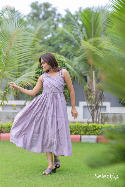 Lilac Pleated Maxi Dress