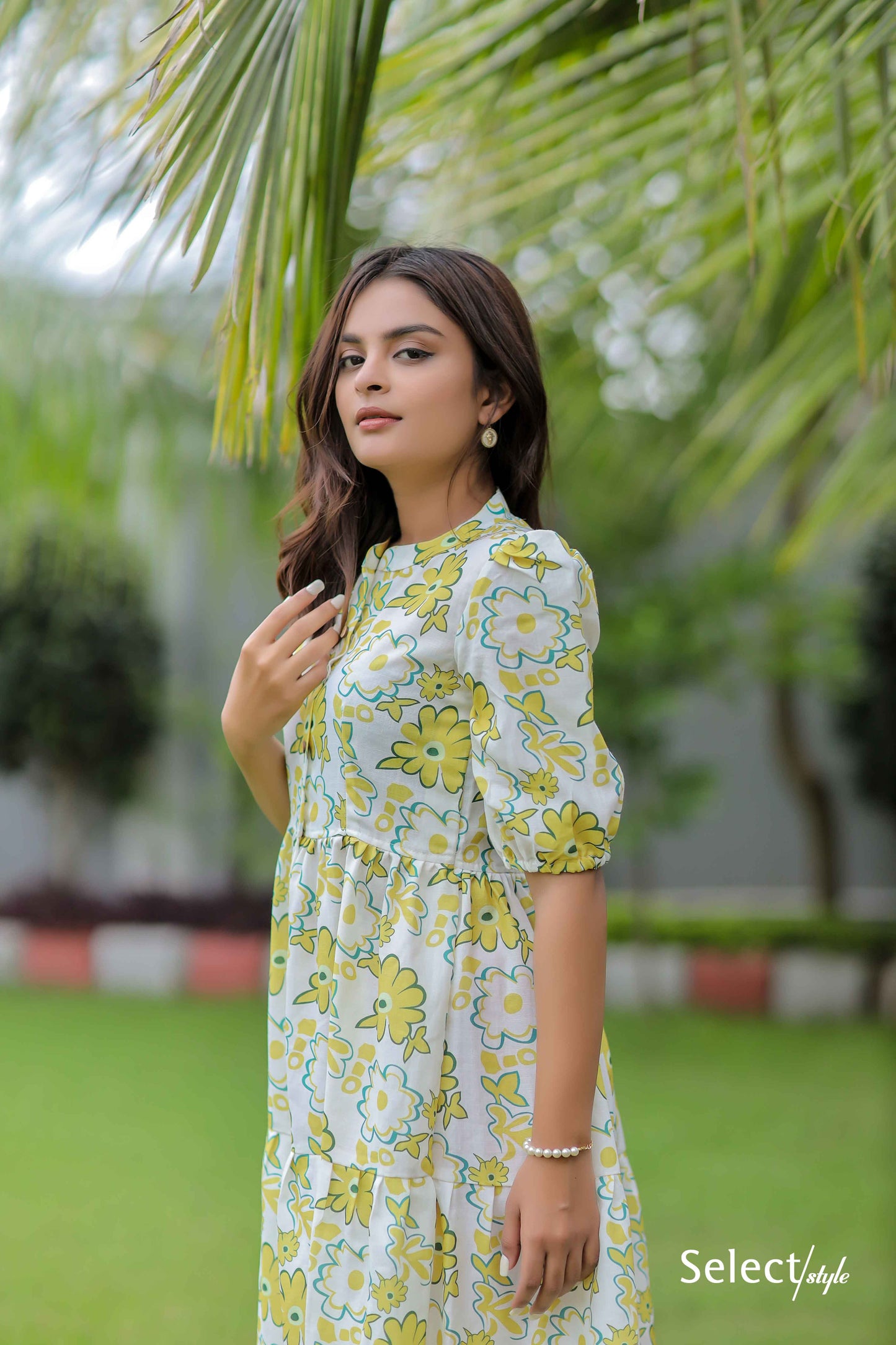 Daisy Floral Print Cotton Dress