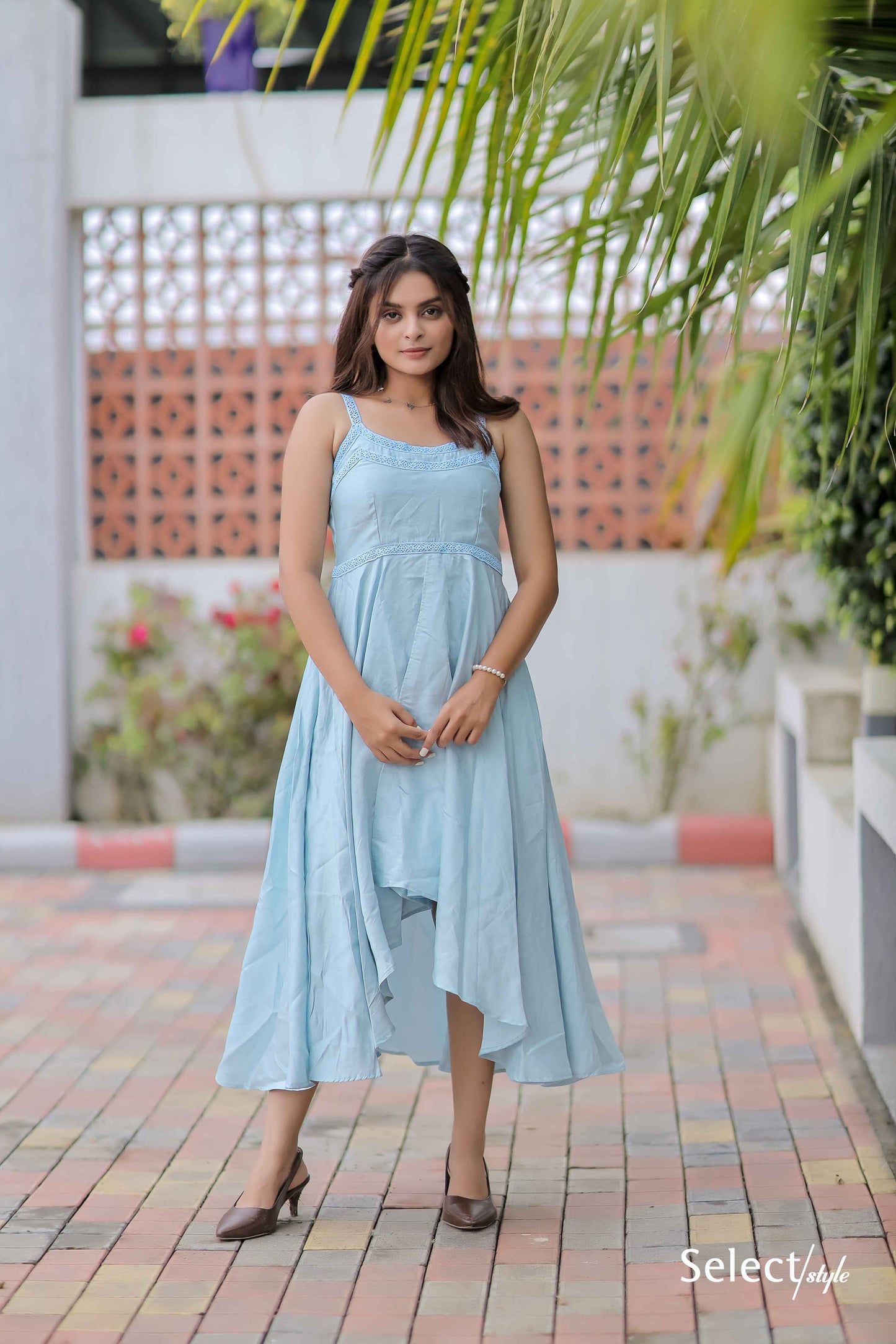 Sky Blue Plain Maxi Dress