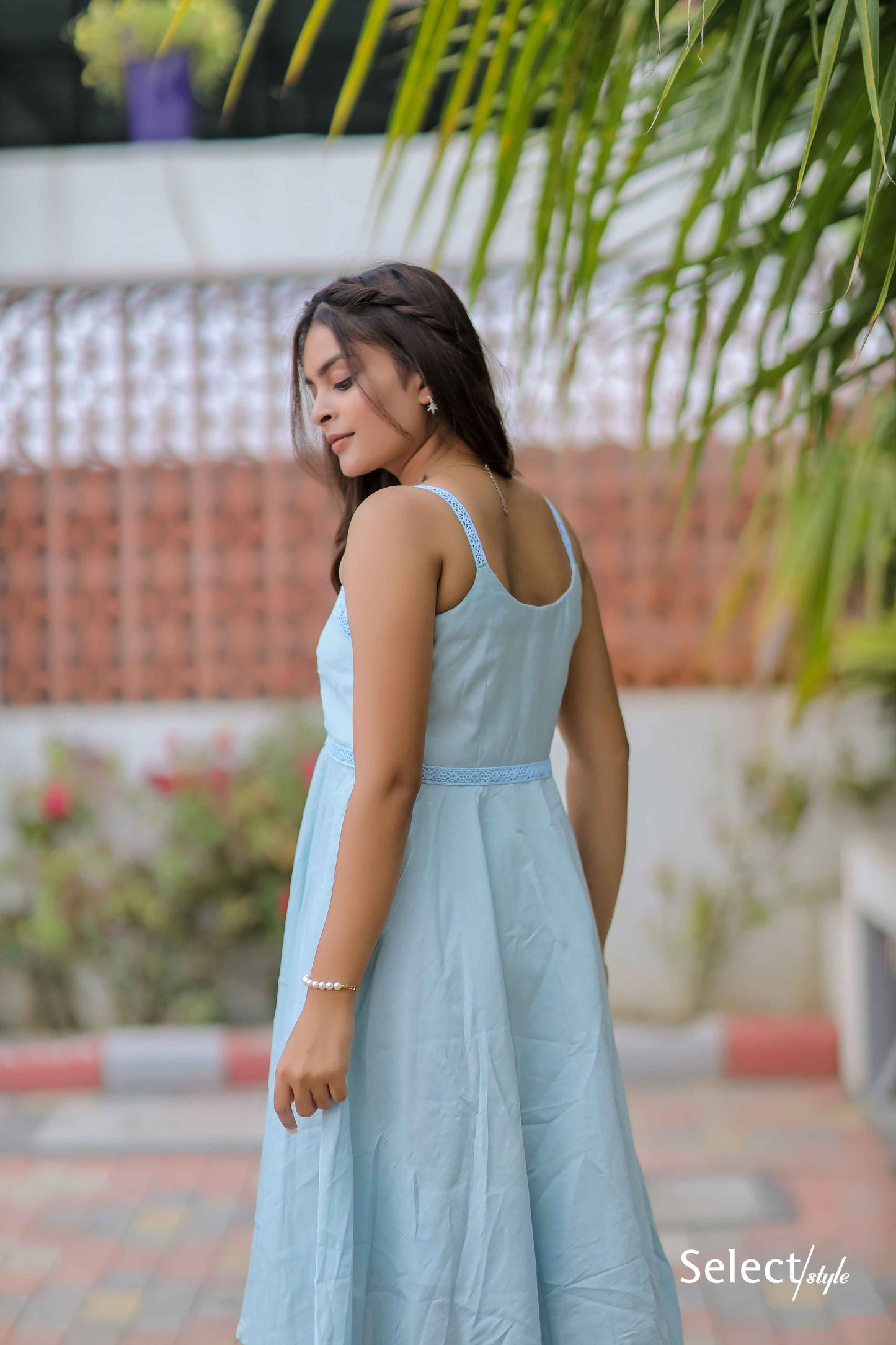 Sky Blue Plain Maxi Dress