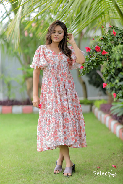 Multicolor Floral Print Cotton Dress