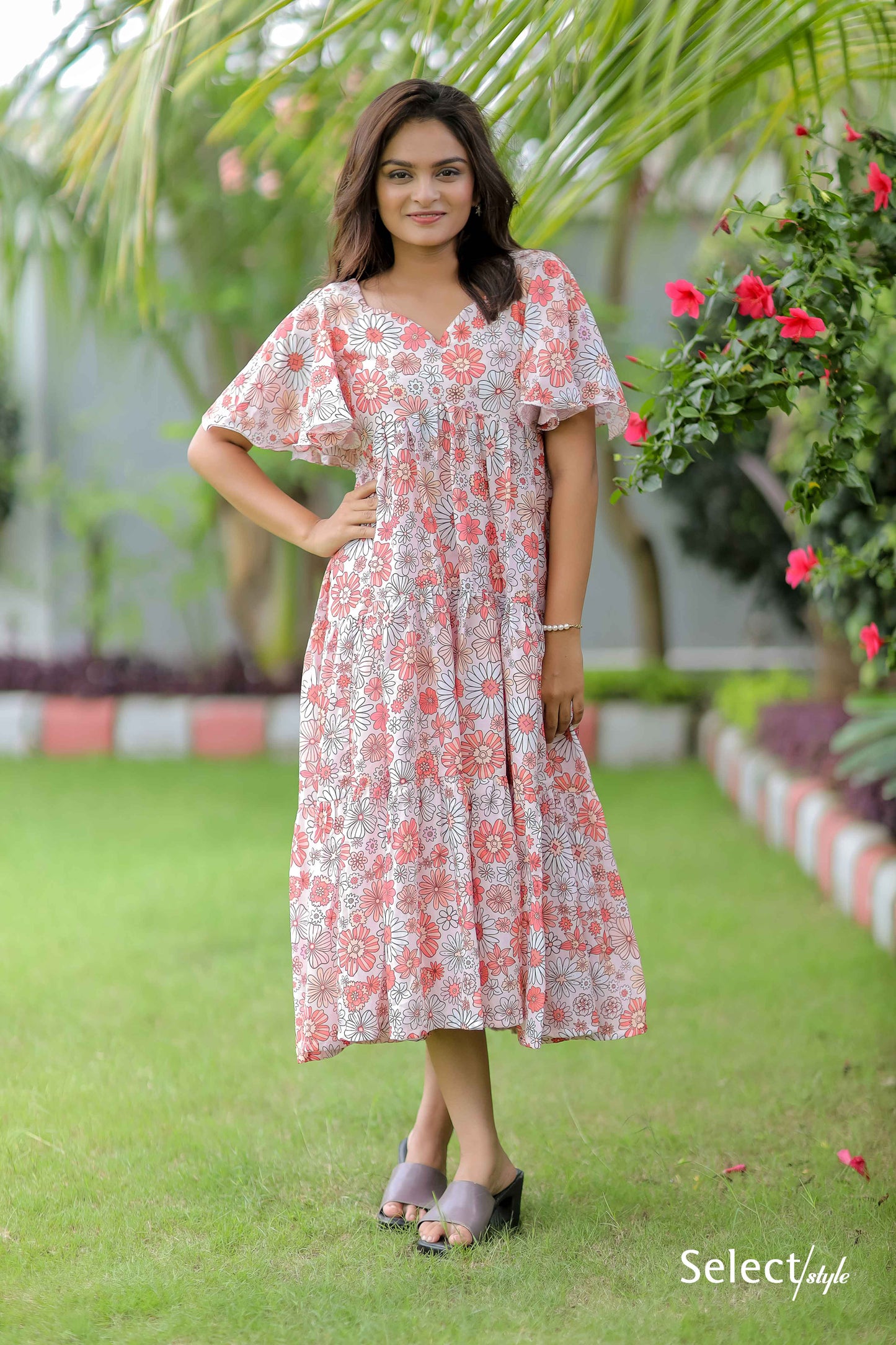 Multicolor Floral Print Cotton Dress