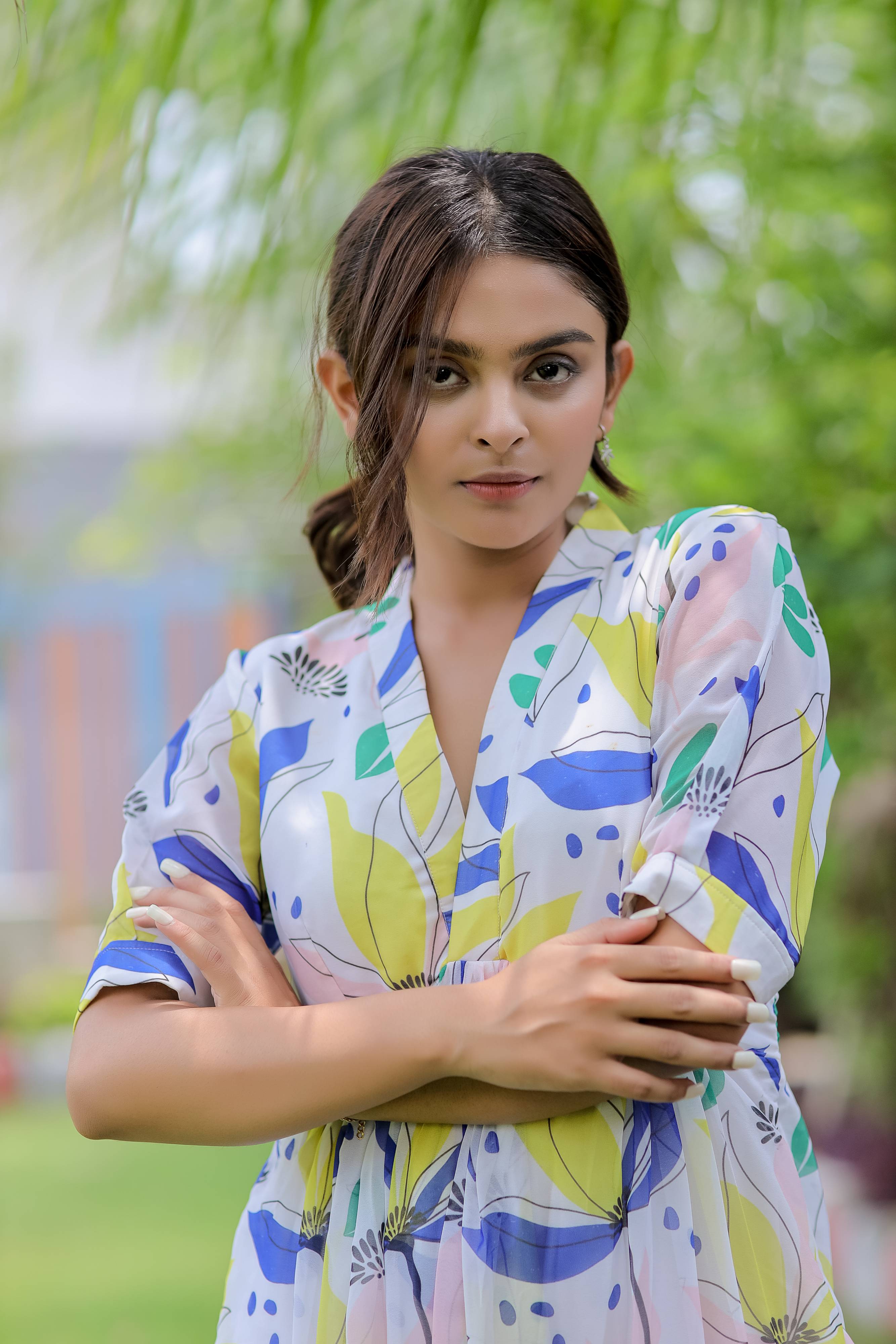 Printed Georgette White Maxi Dress