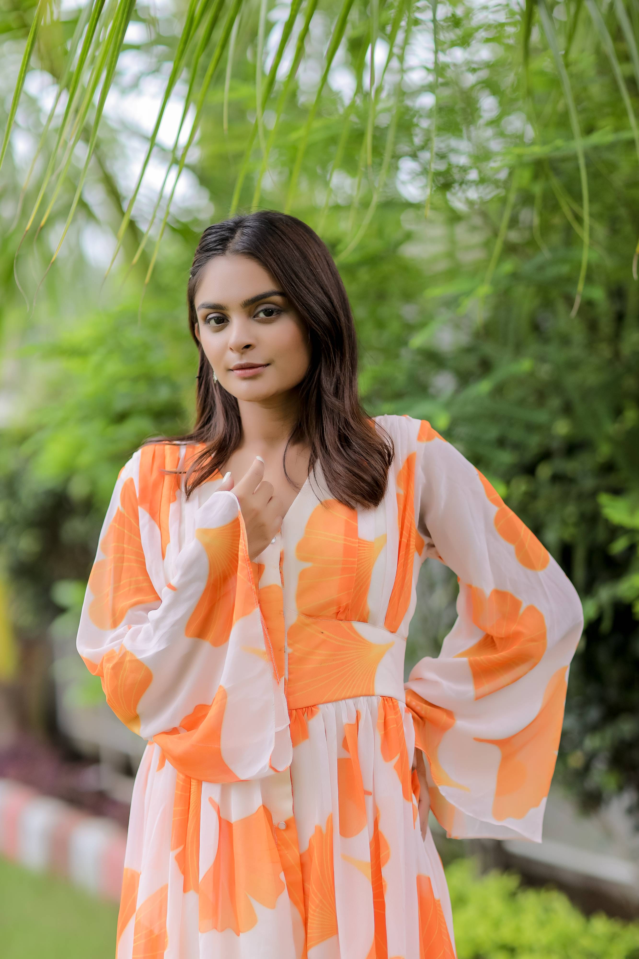 Flower Printed Georgette Maxi Dress