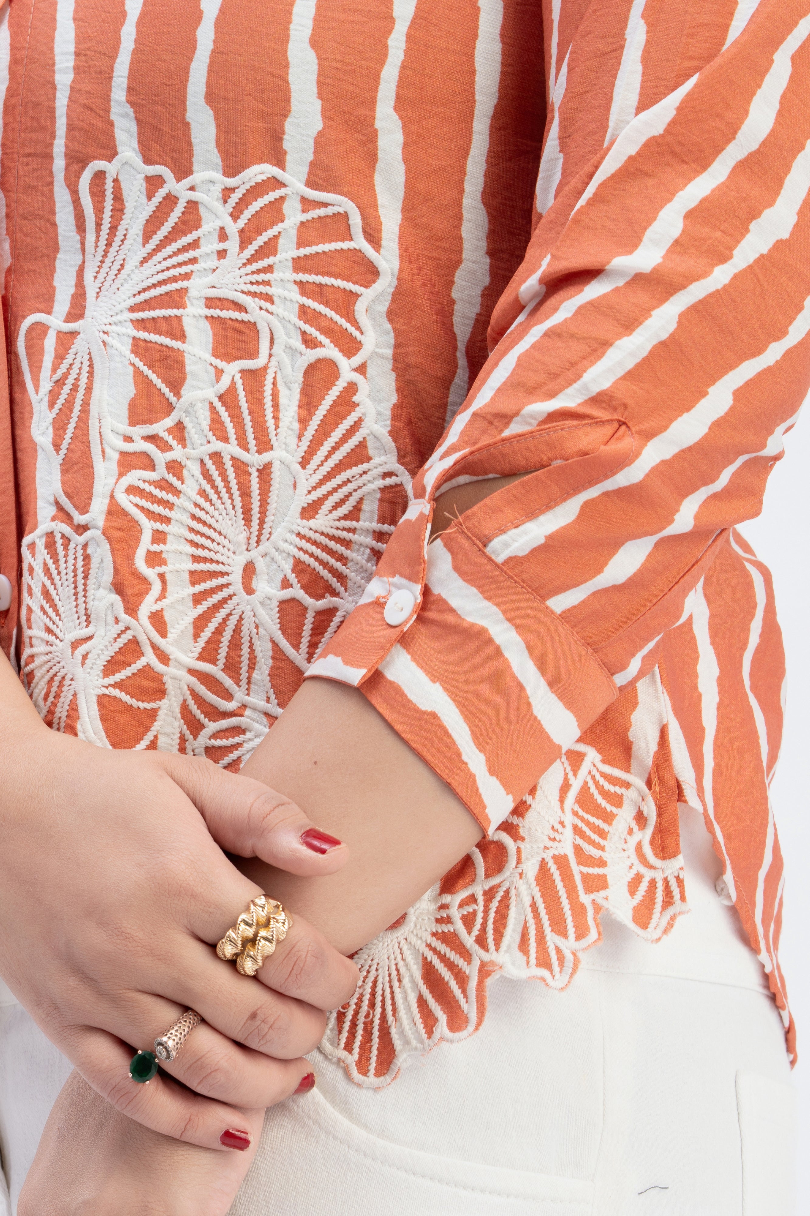 Elegant Striped Embroidered TopElegant Striped Embroidered Top