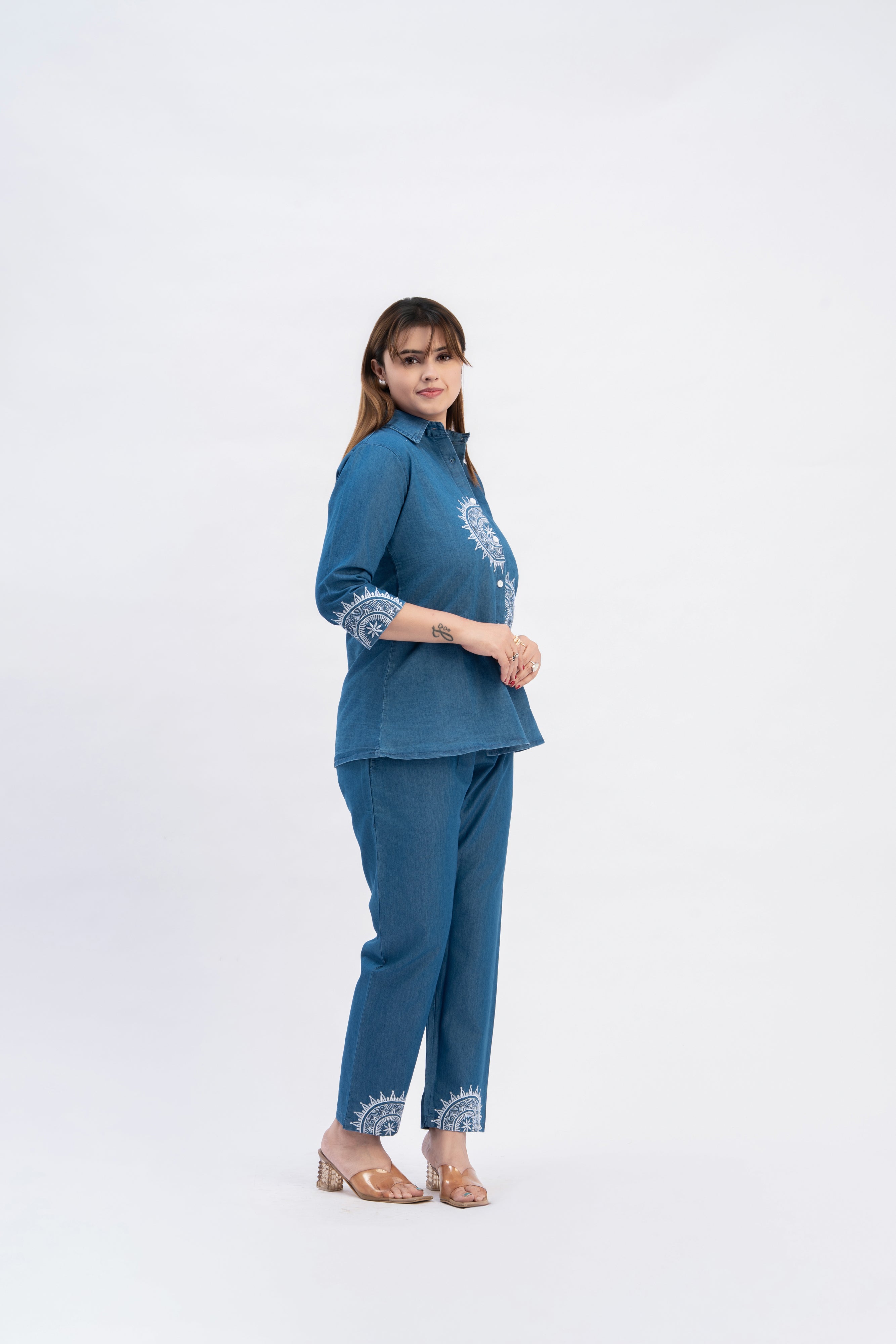 Embroidered Denim Co-Ord Set