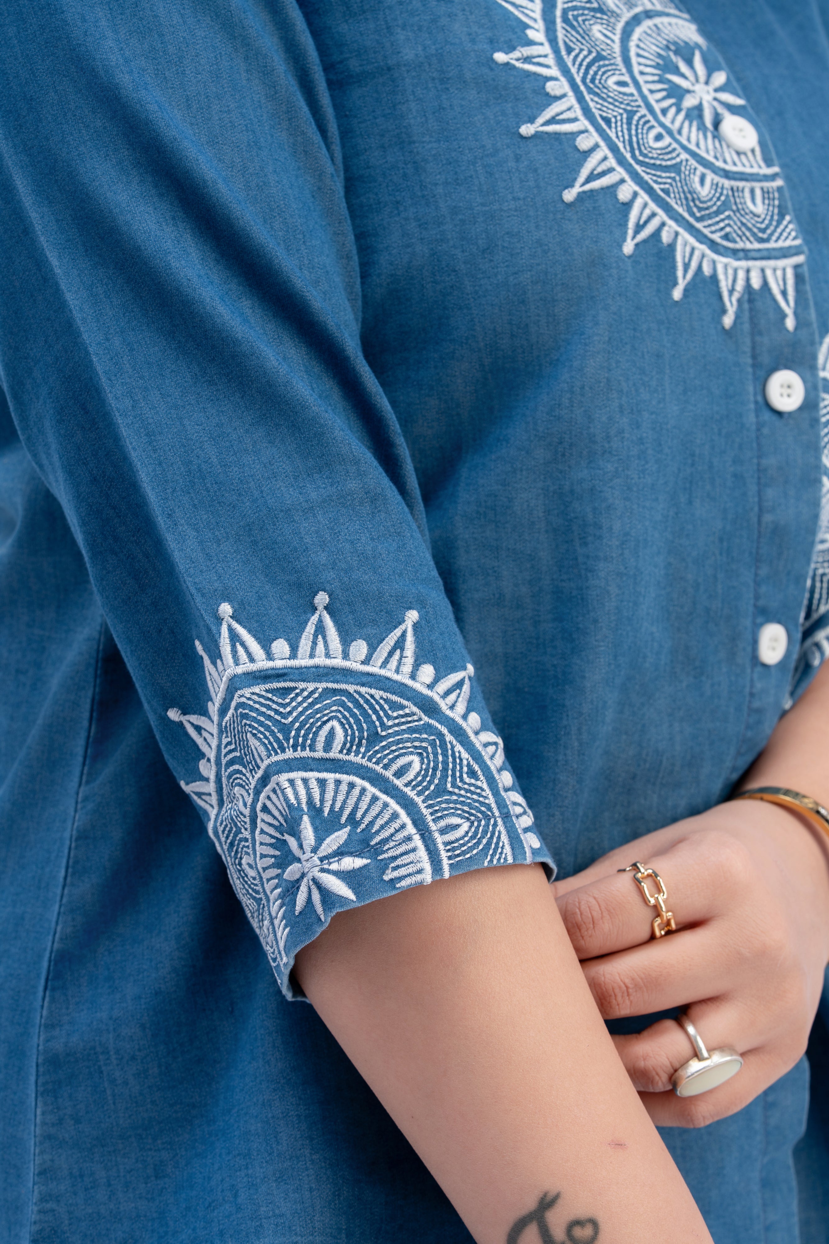 Embroidered Denim Co-Ord Set