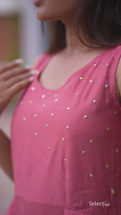 Pink Color Plain Maxi Dress