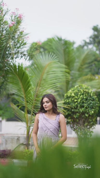 Lilac Pleated Maxi Dress