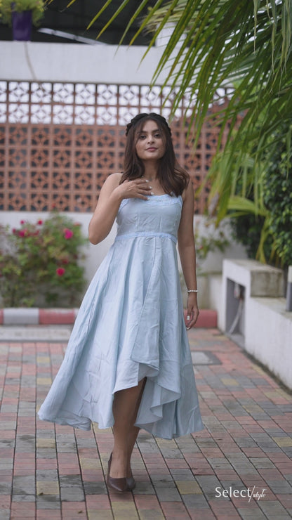 Sky Blue Plain Maxi Dress